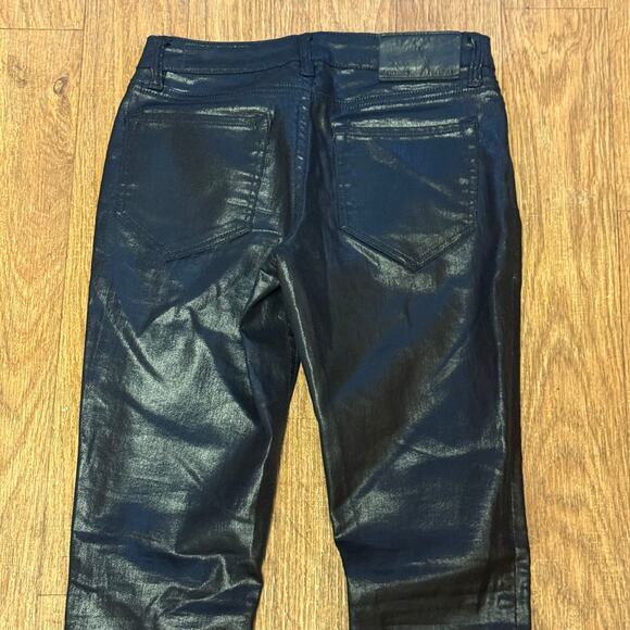 All Saints Petrel Ashby Low Rise Skinny Coated Black Faux Leather Jeans Size 27 - Picture 9 of 14